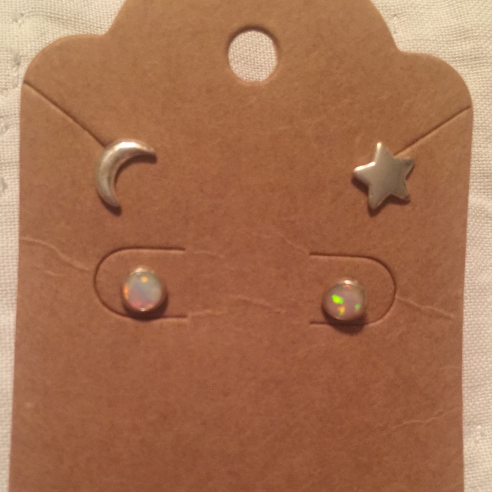Sterling silver and opal earring set